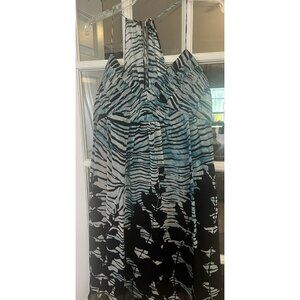 Max and Cleo Pleated V Neck Sleeveless Babydoll Dress 14 Y2K Animal Print.    C